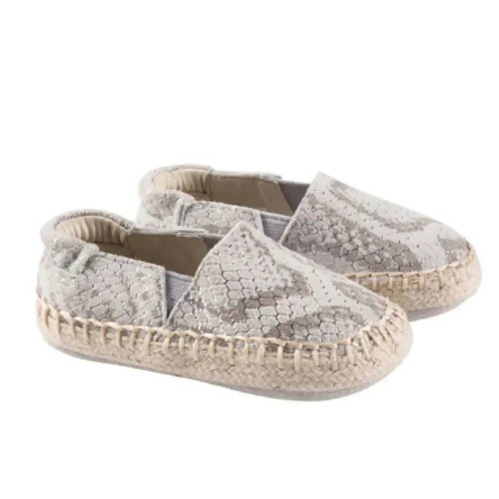 Robeez First Kicks Ellie Espadrille Snake Shimmer Leather Crib Shoes 3-6 Months